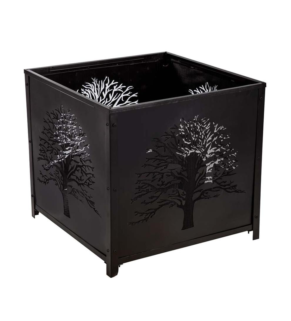 Plow & Hearth Fire Pits Fireplace & Hearth Square Tree Of Life Wood Burning Fire Pit
