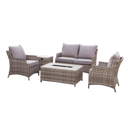 Plow & Hearth Fire Pits Fireplace & Hearth St. Helena Wicker Patio And Fire Pit Seating Set, 5-Piece