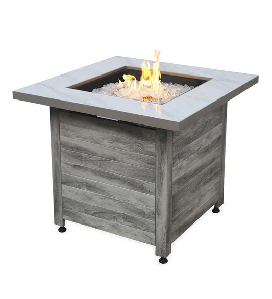 Plow & Hearth Fire Pits Fireplace & Hearth Tidewater Propane Gas Fire Pit With Tabletop Insert, Fire Glass And Cover
