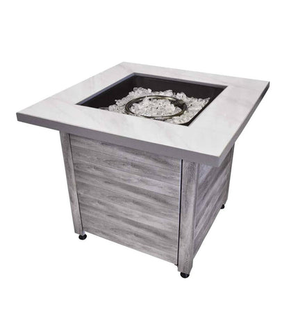 Plow & Hearth Fire Pits Fireplace & Hearth Tidewater Propane Gas Fire Pit With Tabletop Insert, Fire Glass And Cover