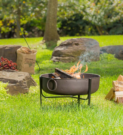 Plow & Hearth Fire Pits Fireplace & Hearth Wood-Burning Fire Pit Bowl With Iron Loop Handles