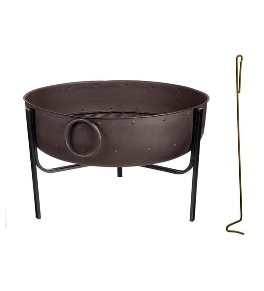 Plow & Hearth Fire Pits Fireplace & Hearth Wood-Burning Fire Pit Bowl With Iron Loop Handles