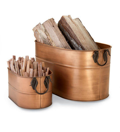Plow & Hearth Fire Starters & Fatwood Fireplace & Hearth Copper Finished Firewood Bucket