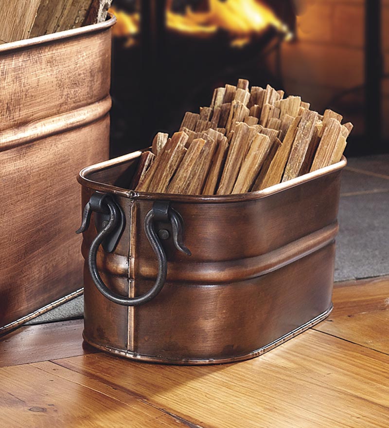 Plow & Hearth Fire Starters & Fatwood Fireplace & Hearth Copper Finished Firewood Bucket