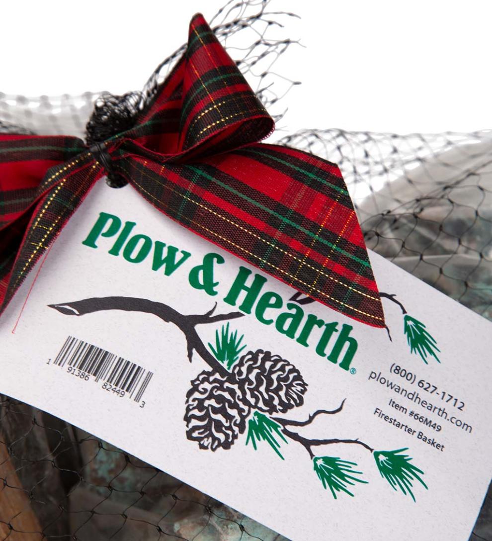 Plow & Hearth Fire Starters & Fatwood Fireplace & Hearth Fire Starter Gift Basket With Fatwood, Color Cones And Wax Cones