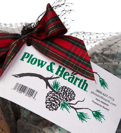 Plow & Hearth Fire Starters & Fatwood Fireplace & Hearth Fire Starter Gift Basket With Fatwood, Color Cones And Wax Cones