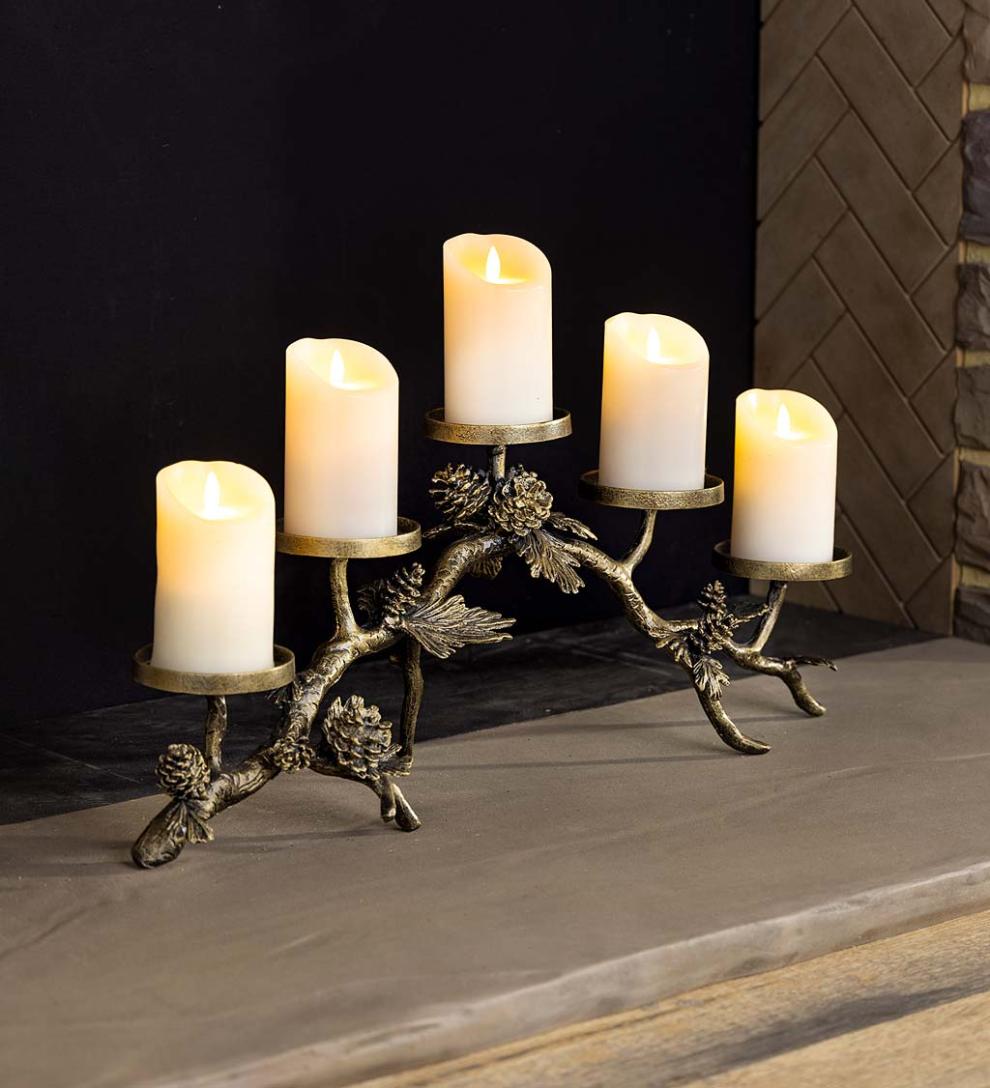 Plow & Hearth Fireplace Candelabras Fireplace & Hearth Pine Cone Cast Aluminum Fireplace Candelabra