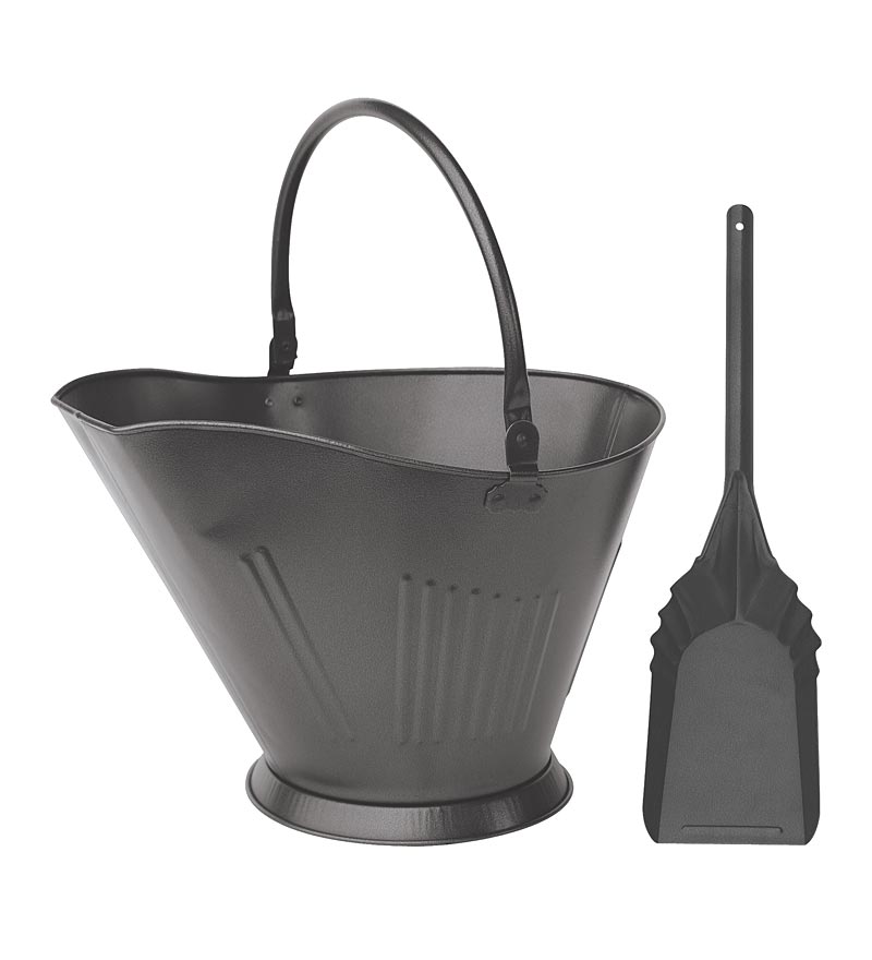 Plow & Hearth Fireplace Cleaning & Maintenance Fireplace & Hearth Olde World Finish Coal Hod With Shovel - Black