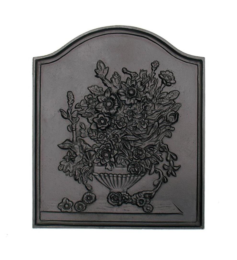 Plow & Hearth Fireplace Grates & Firebacks Fireplace & Hearth Bouquet Cast Iron Fireplace Fireback In Matte Black Finish