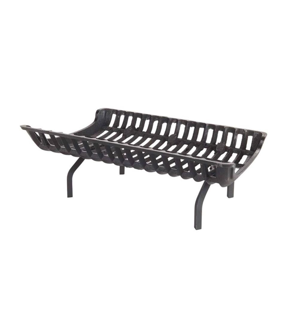 Plow & Hearth Fireplace Grates & Firebacks Fireplace & Hearth Cast Iron Basket Self-Feeding Fireplace Grate