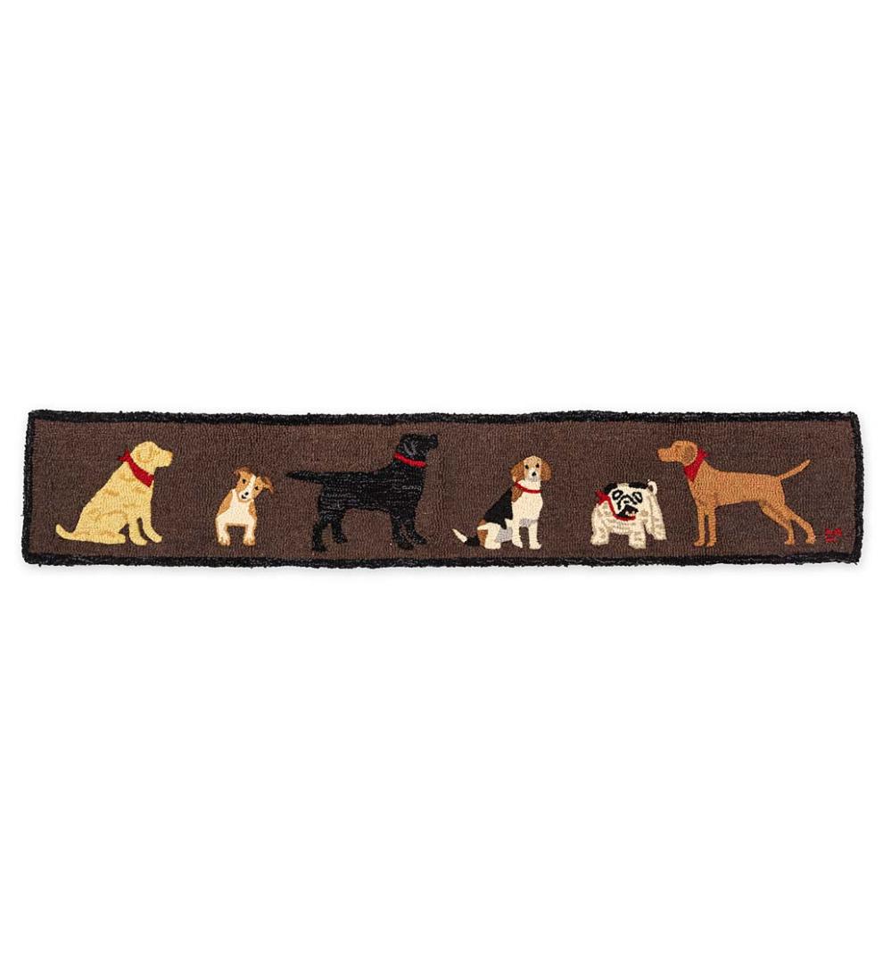 Plow & Hearth Fireplace & Mantel Décor Fireplace & Hearth All Dogs Hooked Wool Hearth Runner