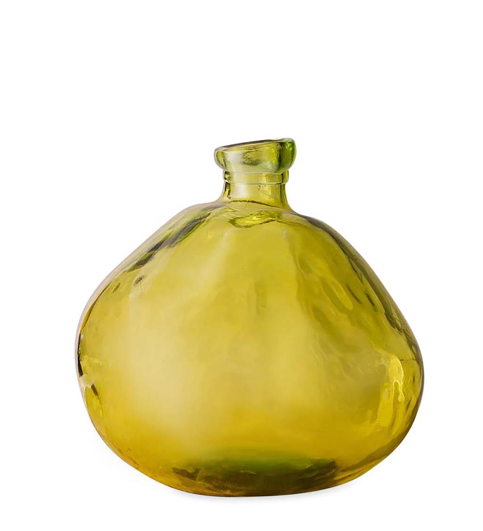 Plow & Hearth Fireplace & Mantel Décor Fireplace & Hearth Aqua Blue And Citron Green Recycled Glass Balloon Vases
