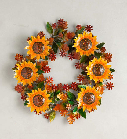 Plow & Hearth Fireplace & Mantel Décor Fireplace & Hearth Autumn Sunflowers Metal Wreath