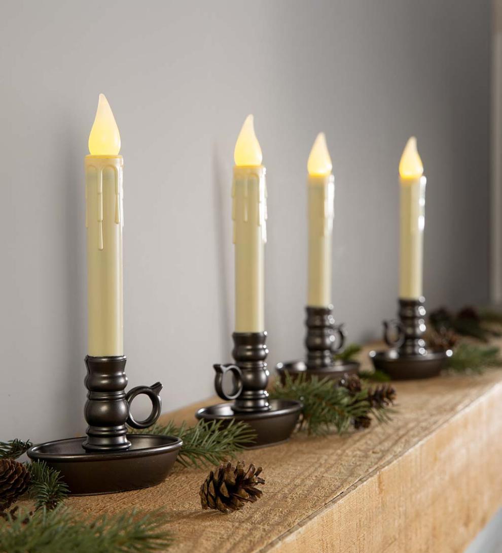 Plow & Hearth Fireplace & Mantel Décor Fireplace & Hearth Battery-Operated Colonial Window Candles