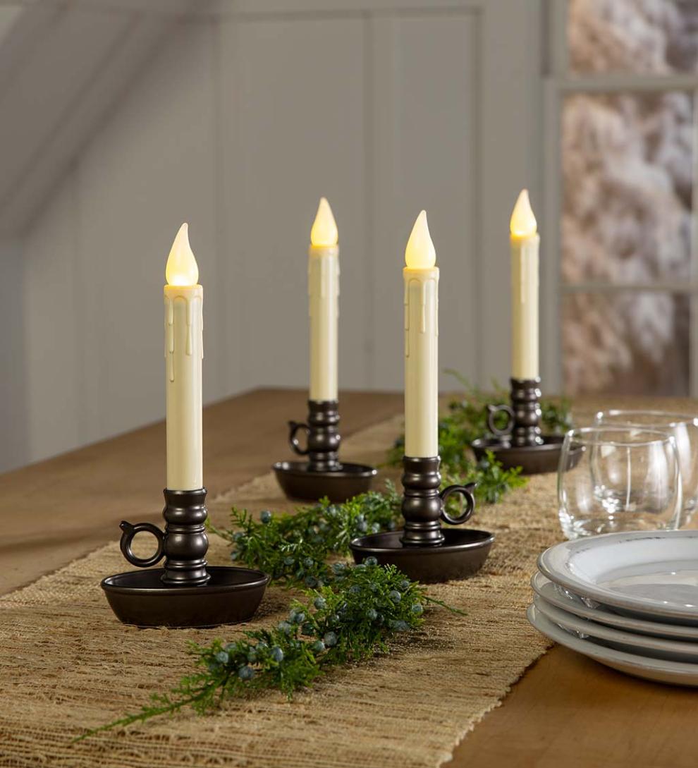 Plow & Hearth Fireplace & Mantel Décor Fireplace & Hearth Battery-Operated Colonial Window Candles