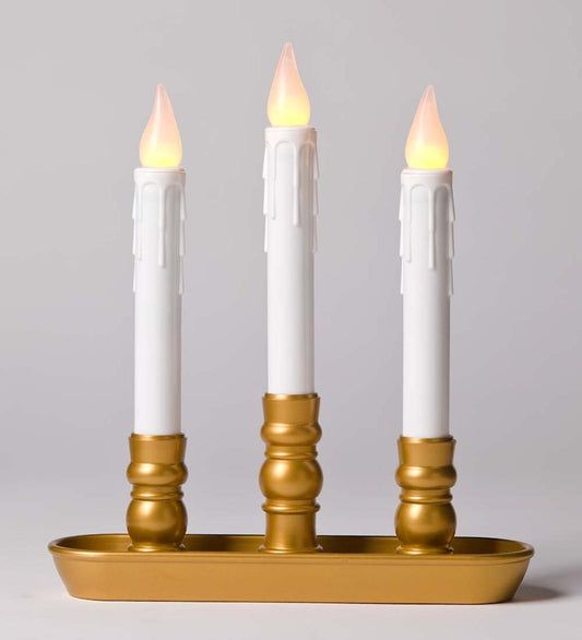 Plow & Hearth Fireplace & Mantel Décor Fireplace & Hearth Battery-Operated Led Colonial Window Triple Candle - Bronze
