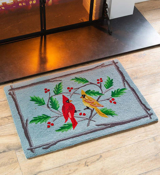 Plow & Hearth Fireplace & Mantel Décor Fireplace & Hearth Cardinal And Heart Hand-Hooked Wool Rug