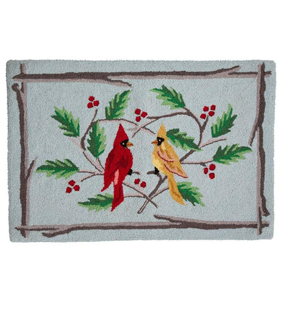 Plow & Hearth Fireplace & Mantel Décor Fireplace & Hearth Cardinal And Heart Hand-Hooked Wool Rug