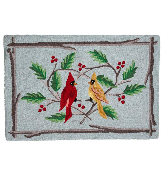 Plow & Hearth Fireplace & Mantel Décor Fireplace & Hearth Cardinal And Heart Hand-Hooked Wool Rug