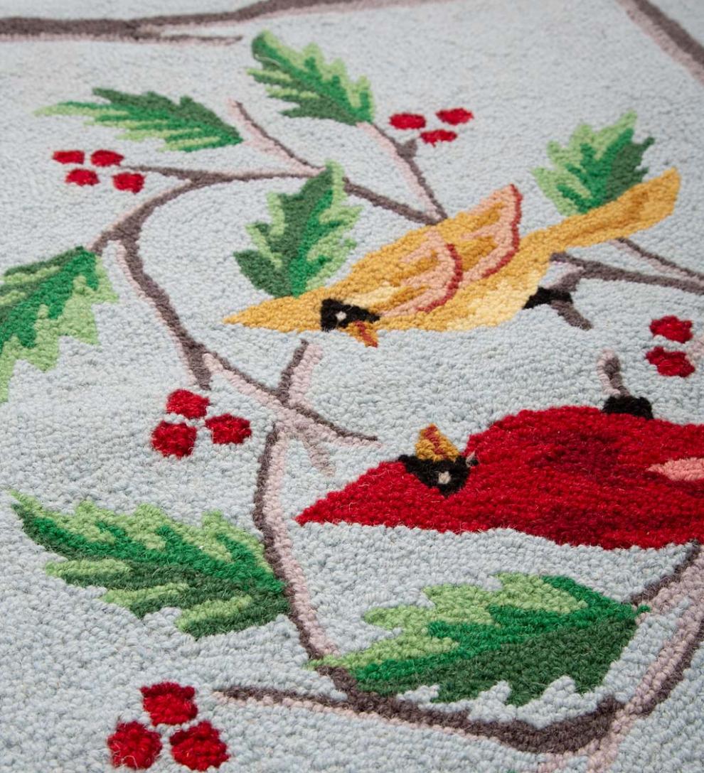Plow & Hearth Fireplace & Mantel Décor Fireplace & Hearth Cardinal And Heart Hand-Hooked Wool Rug