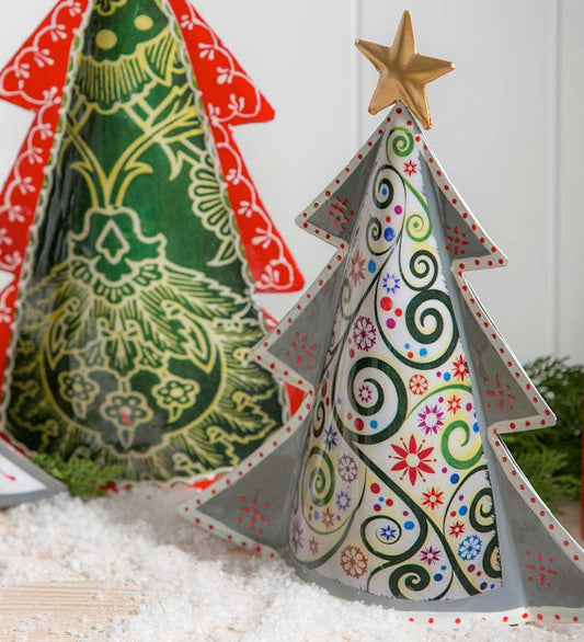 Plow & Hearth Fireplace & Mantel Décor Fireplace & Hearth Colorful Metal Patterned Christmas Trees, Set Of 3