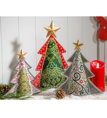 Plow & Hearth Fireplace & Mantel Décor Fireplace & Hearth Colorful Metal Patterned Christmas Trees, Set Of 3