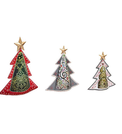 Plow & Hearth Fireplace & Mantel Décor Fireplace & Hearth Colorful Metal Patterned Christmas Trees, Set Of 3