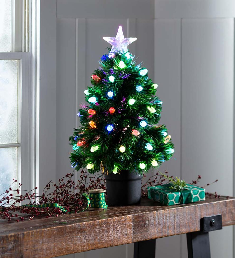 Plow & Hearth Fireplace & Mantel Décor Fireplace & Hearth Fiber Optic Color-Changing Tabletop Christmas Tree