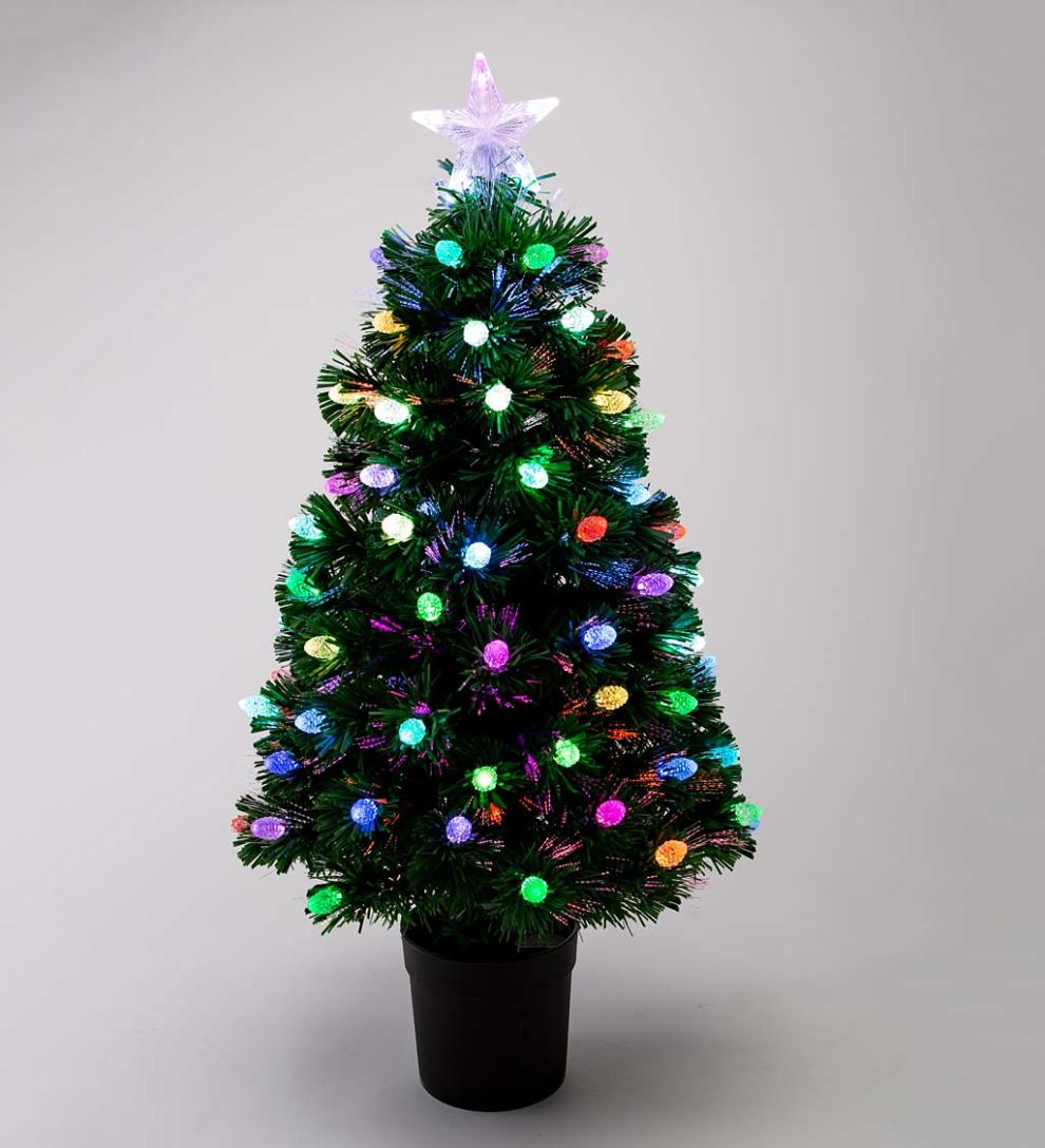 Plow & Hearth Fireplace & Mantel Décor Fireplace & Hearth Fiber Optic Color-Changing Tabletop Christmas Tree