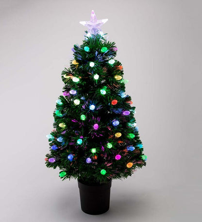 Plow & Hearth Fireplace & Mantel Décor Fireplace & Hearth Fiber Optic Color-Changing Tabletop Christmas Tree