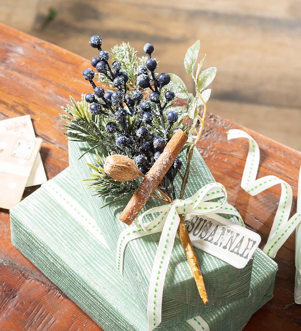 Plow & Hearth Fireplace & Mantel Décor Fireplace & Hearth Frosted Blueberry Holiday Spray Pick