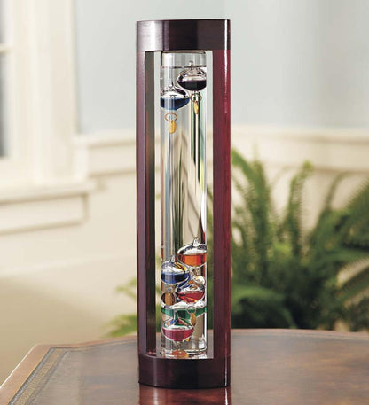 Plow & Hearth Fireplace & Mantel Décor Fireplace & Hearth Galileo Thermometer With Cherry Finish Wood Frame