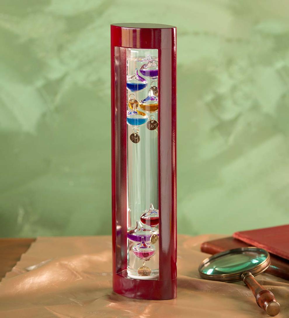 Plow & Hearth Fireplace & Mantel Décor Fireplace & Hearth Galileo Thermometer With Cherry Finish Wood Frame
