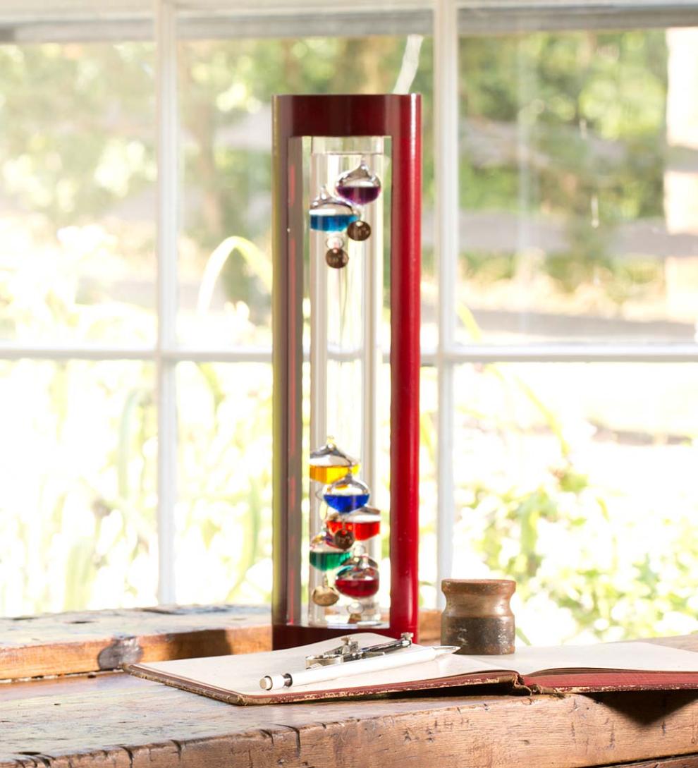 Plow & Hearth Fireplace & Mantel Décor Fireplace & Hearth Galileo Thermometer With Cherry Finish Wood Frame