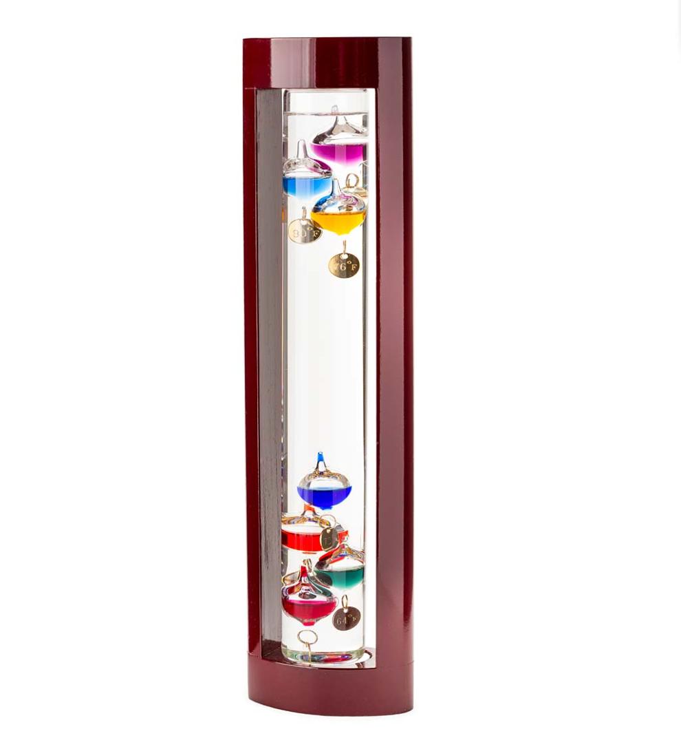 Plow & Hearth Fireplace & Mantel Décor Fireplace & Hearth Galileo Thermometer With Cherry Finish Wood Frame