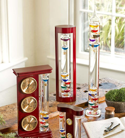 Plow & Hearth Fireplace & Mantel Décor Fireplace & Hearth Galileo Thermometer With Cherry Finish Wood Frame