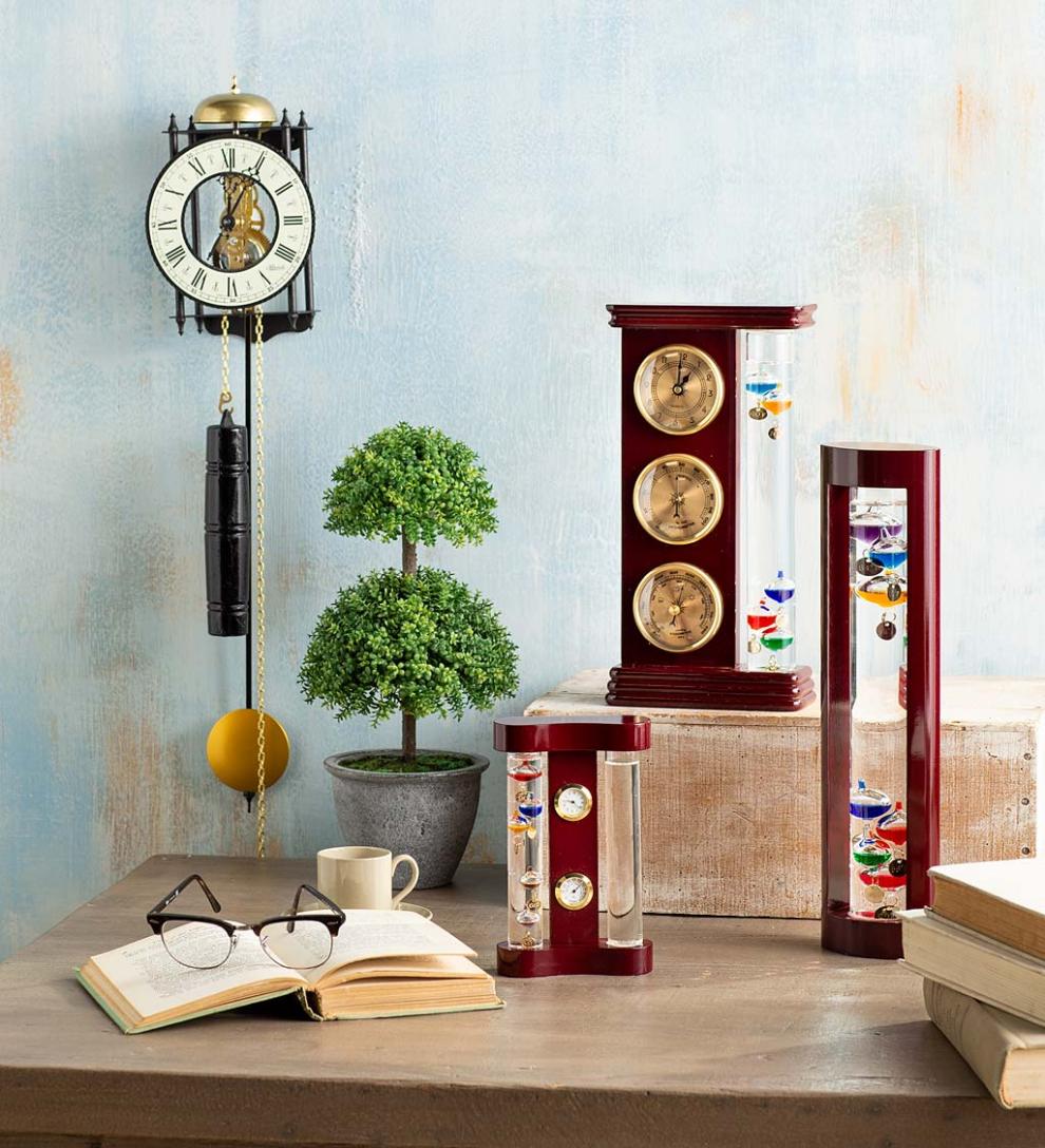 Plow & Hearth Fireplace & Mantel Décor Fireplace & Hearth Galileo Thermometer With Cherry Finish Wood Frame