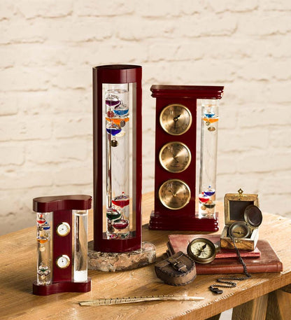 Plow & Hearth Fireplace & Mantel Décor Fireplace & Hearth Galileo Thermometer With Cherry Finish Wood Frame