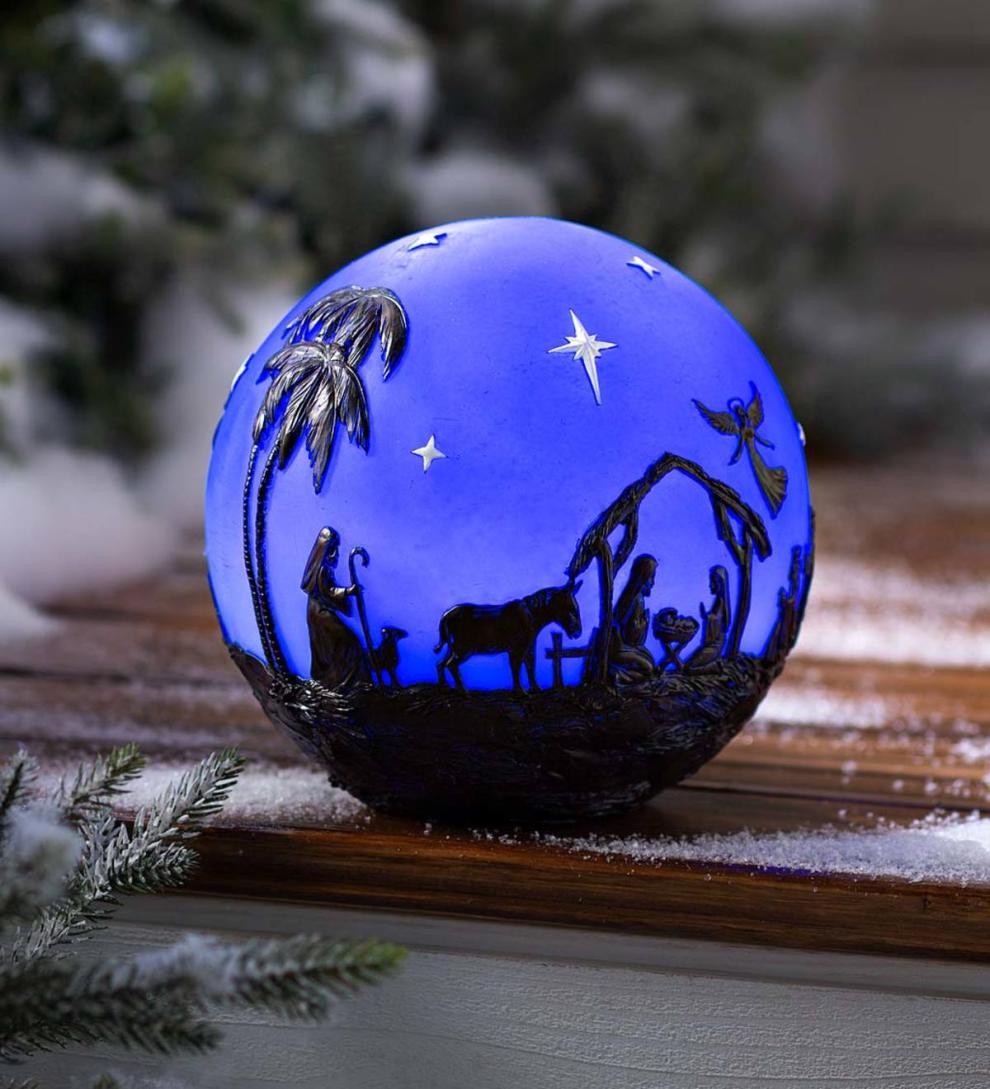Plow & Hearth Fireplace & Mantel Décor Fireplace & Hearth Glowing 3D Christmas Nativity Globe - Nativity