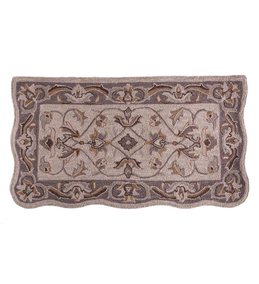 Plow & Hearth Fireplace & Mantel Décor Fireplace & Hearth Hand-Tufted Fire Resistant Scalloped Wool Mclean Hearth Rug - Black/Red
