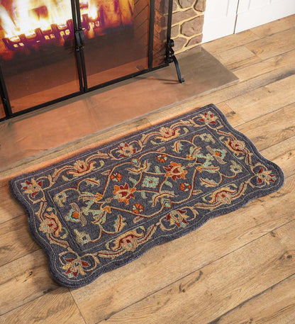 Plow & Hearth Fireplace & Mantel Décor Fireplace & Hearth Hand-Tufted Fire Resistant Scalloped Wool Mclean Hearth Rug - Black/Red