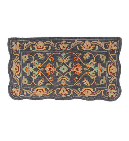 Plow & Hearth Fireplace & Mantel Décor Fireplace & Hearth Hand-Tufted Fire Resistant Scalloped Wool Mclean Hearth Rug - Black/Red