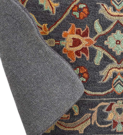 Plow & Hearth Fireplace & Mantel Décor Fireplace & Hearth Hand-Tufted Fire Resistant Scalloped Wool Mclean Hearth Rug - Black/Red
