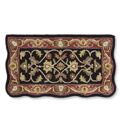 Plow & Hearth Fireplace & Mantel Décor Fireplace & Hearth Hand-Tufted Fire Resistant Scalloped Wool Mclean Hearth Rug - Black/Red