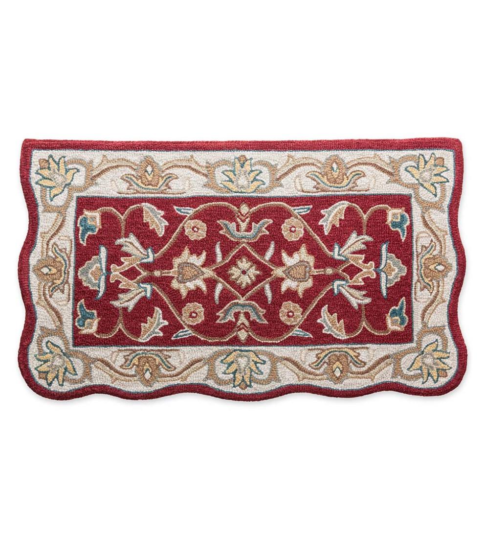 Plow & Hearth Fireplace & Mantel Décor Fireplace & Hearth Hand-Tufted Fire Resistant Scalloped Wool Mclean Hearth Rug - Black/Red