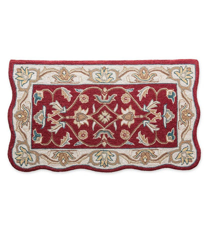 Plow & Hearth Fireplace & Mantel Décor Fireplace & Hearth Hand-Tufted Fire Resistant Scalloped Wool Mclean Hearth Rug - Black/Red