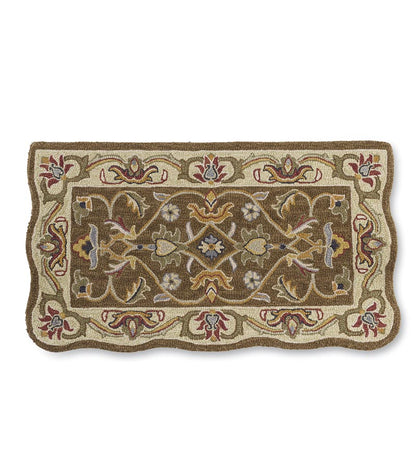 Plow & Hearth Fireplace & Mantel Décor Fireplace & Hearth Hand-Tufted Fire Resistant Scalloped Wool Mclean Hearth Rug - Black/Red