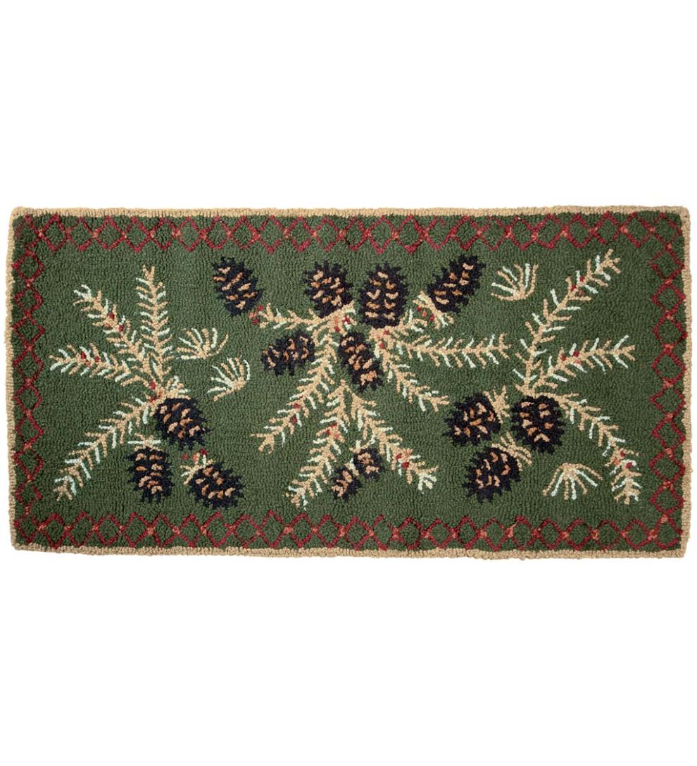 Plow & Hearth Fireplace & Mantel Décor Fireplace & Hearth Hooked Wool Pine Cone Rug