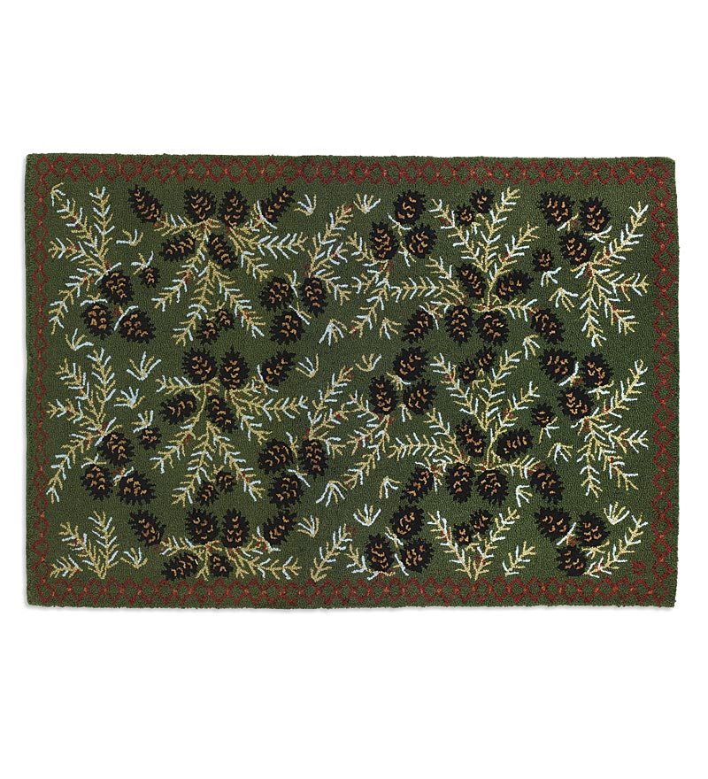 Plow & Hearth Fireplace & Mantel Décor Fireplace & Hearth Hooked Wool Pine Cone Rug
