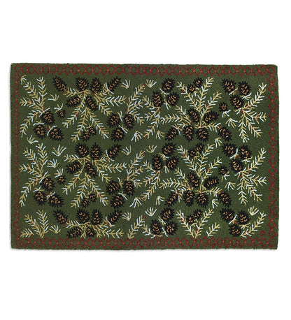 Plow & Hearth Fireplace & Mantel Décor Fireplace & Hearth Hooked Wool Pine Cone Rug